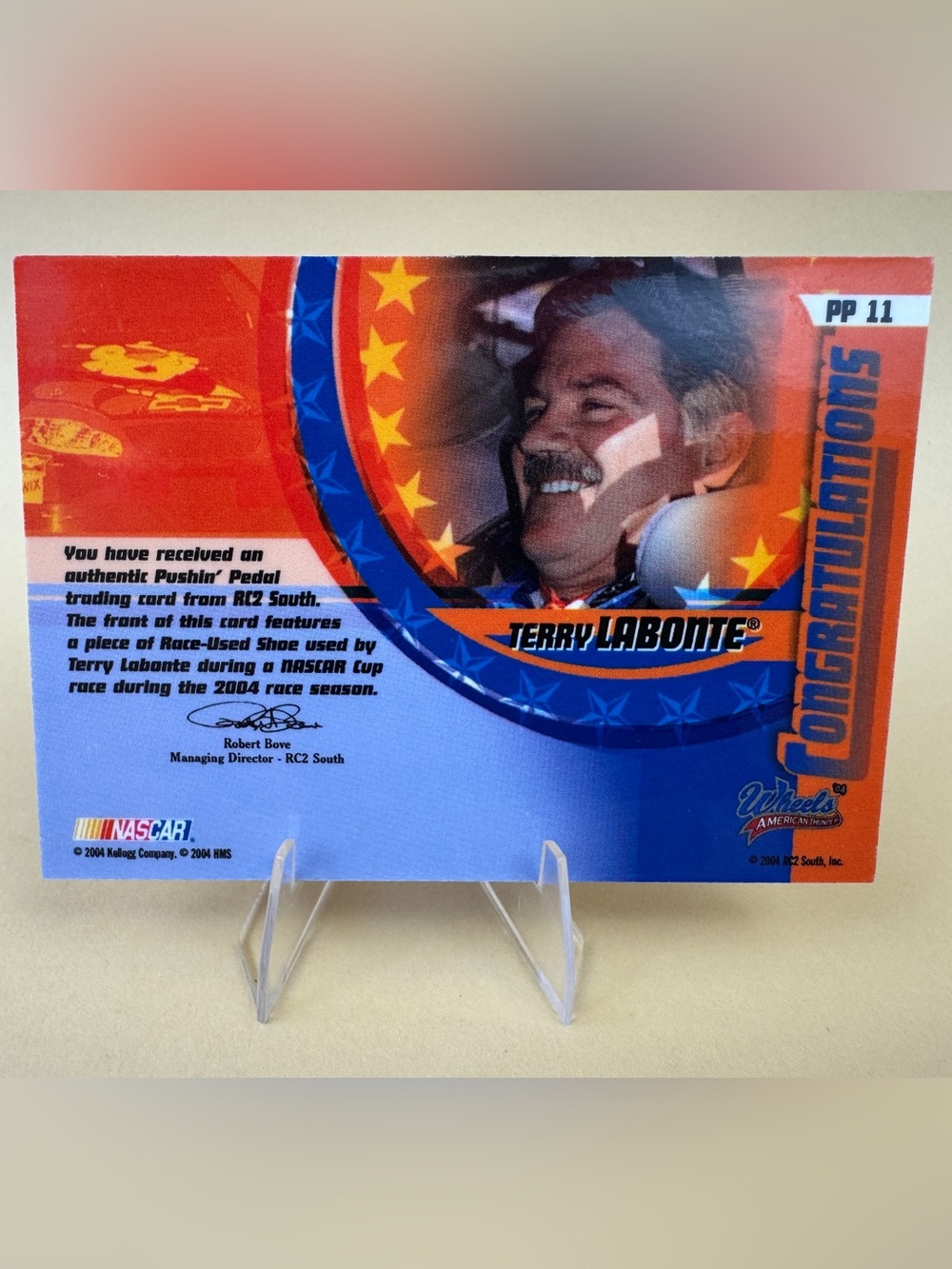 Terry Labonte 2004 Wheels PUSHIN PEDAL Race Used SHOE Card /275 #227 MINT - RARE - Picture 2 of 3